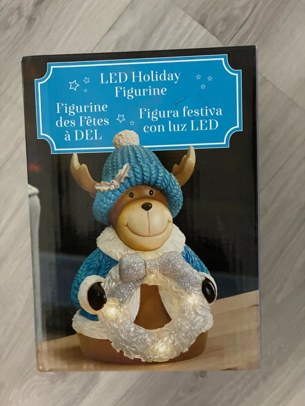 Blue Holiday Reindeer LED Accent Figurine -6 inch new